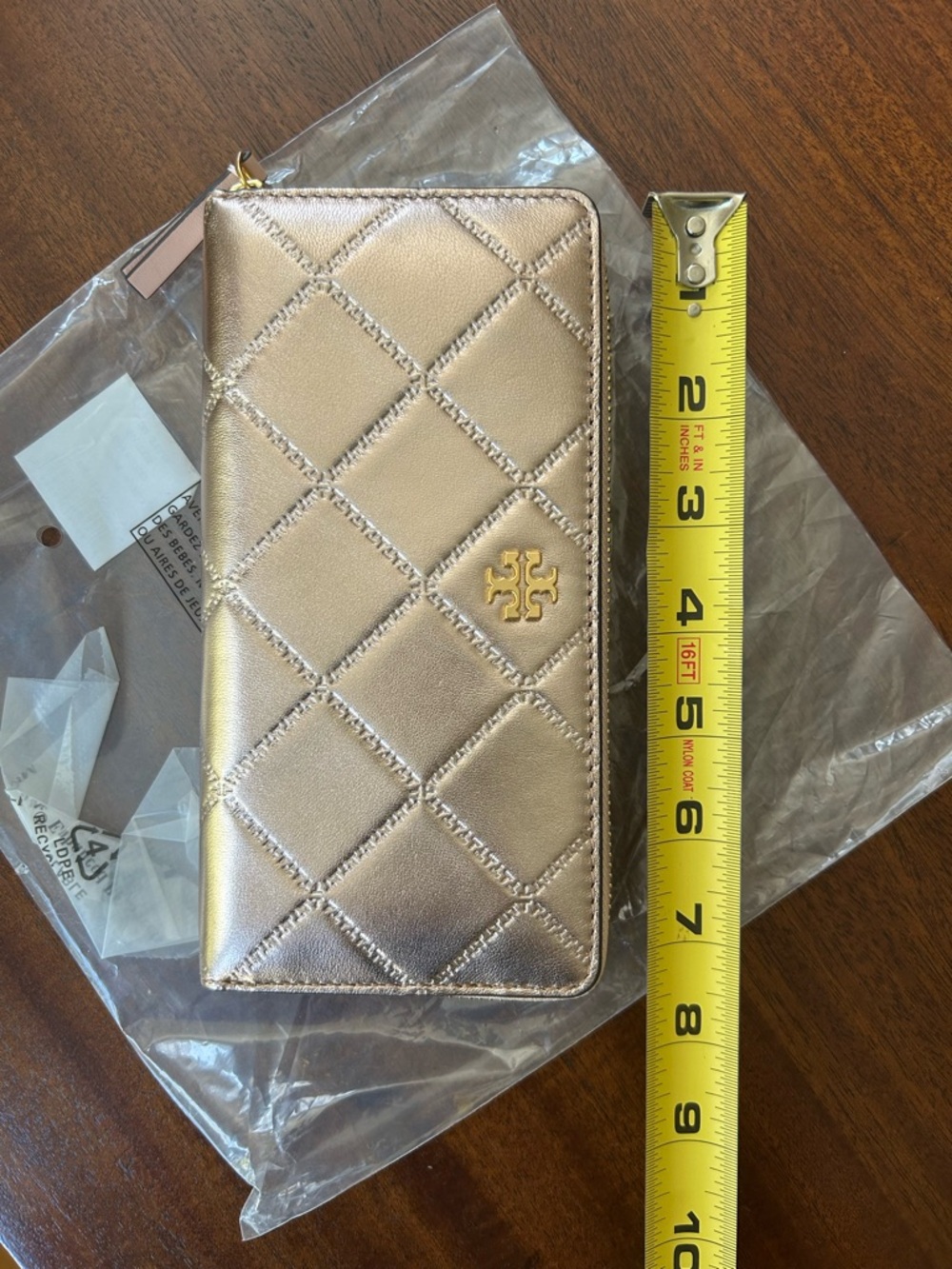 Tory Burch Quilted Metallic Zip Continental Wallet - Rose Gold - Picture 7 of 7